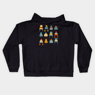 Winter Hats - Retro 70s Palette | Pattern Kids Hoodie